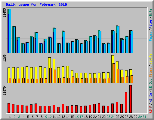 Daily usage for February 2019