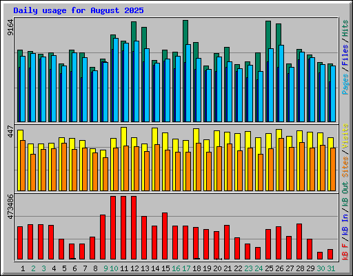Daily usage for August 2025